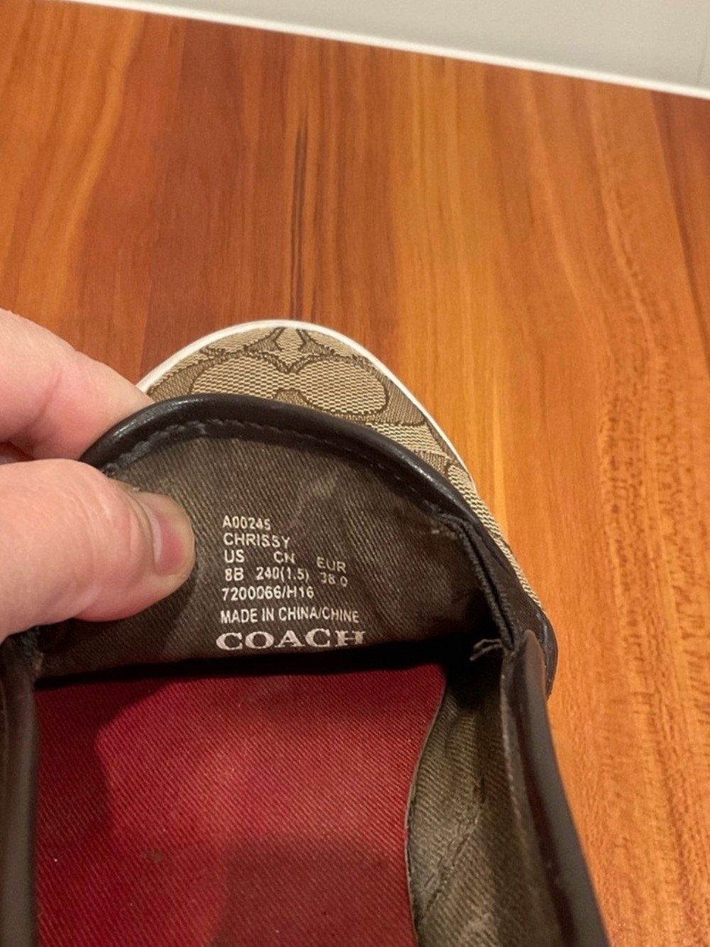 Coach Signature Slip-On Sneakers in Brown and Tan with Red Insole - Picture 5 of 5